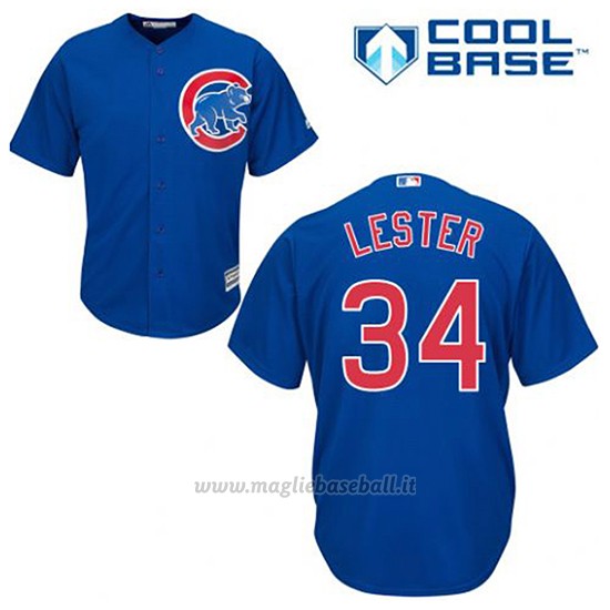 Maglia Baseball Uomo Chicago Cubs 34 Jon Lester Blu Alterner Cool Base